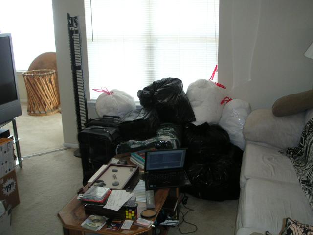 The pile of stuff going to the Salvation Army to make room