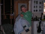 My step-dad fixing to go out to work in the cold, can you believe he is over 70!
